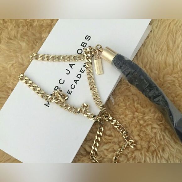 Marc Jacob Decadence Chunky Link black Tassel Necklace New - Picture 1 of 3